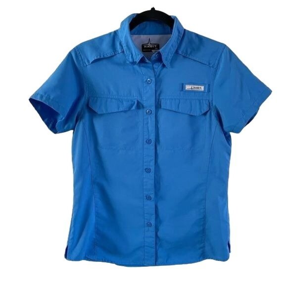Habit Women’s Small Blue Collared Outdoor Sun Protection Fishing Vented Shirt - Picture 1 of 14